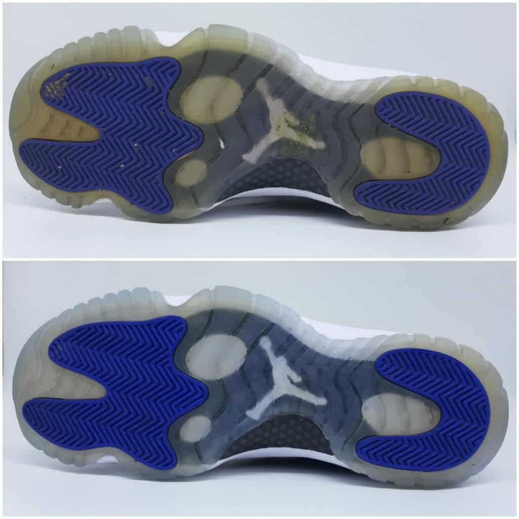 Vergeelde zool weer wit maken 4 Before and after ontgelen air jordan
