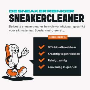 Sneaker reiniger voor het schoonmaken van sneakers, geschikt voor suède, mesh en leer.