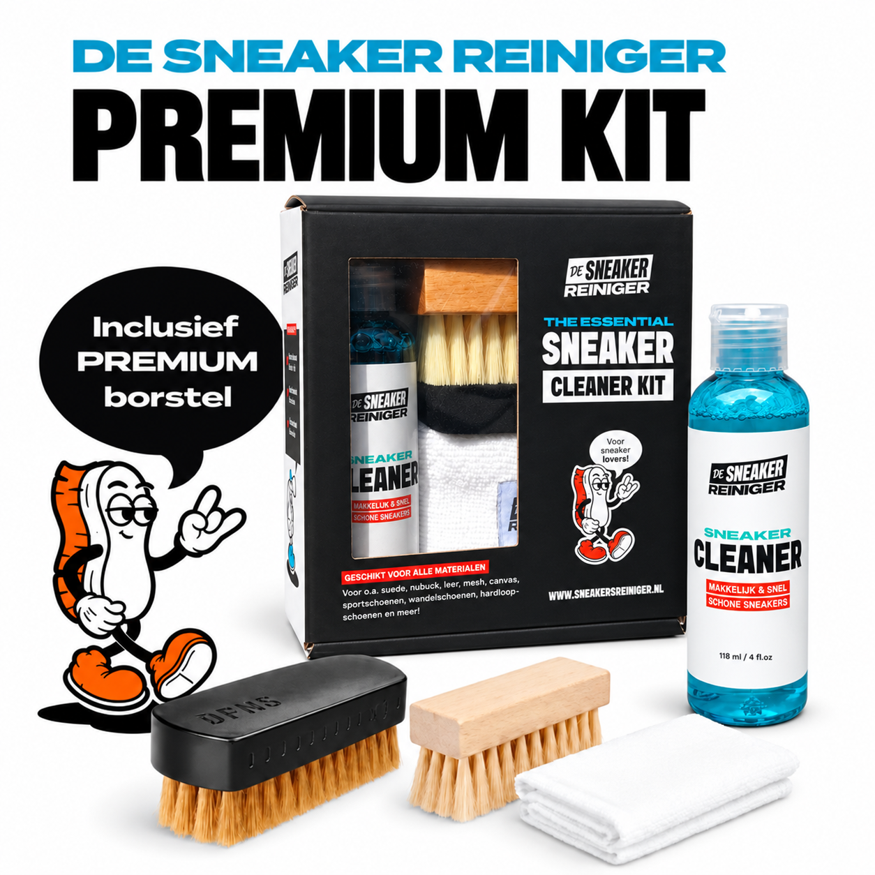 Premium Sneaker Cleaner Kit van De Sneaker Reiniger