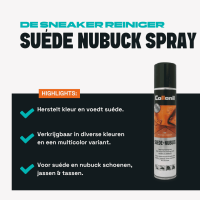 Spray voor het reinigen en herstellen van suède en nubuck schoenen, jassen en tassen.